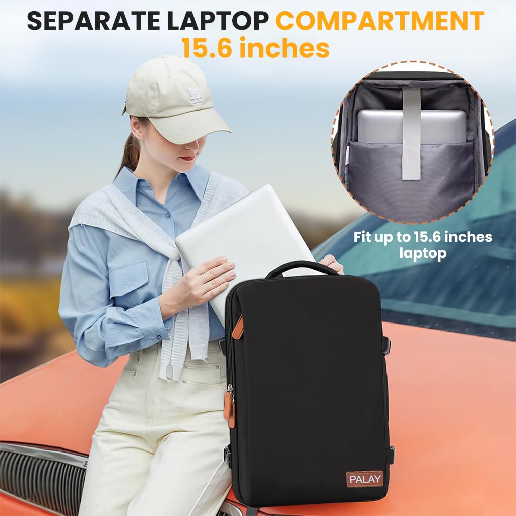 PALAY® Travel Laptop Backpack, 40L Double Layer 15.6 Inch Travel Laptop Backpack Fashion Laptop Backpack Safe Anti-Theft Waterproof Oxford Cloth Laptop Backpack Travel Backpack with Shoe Bag