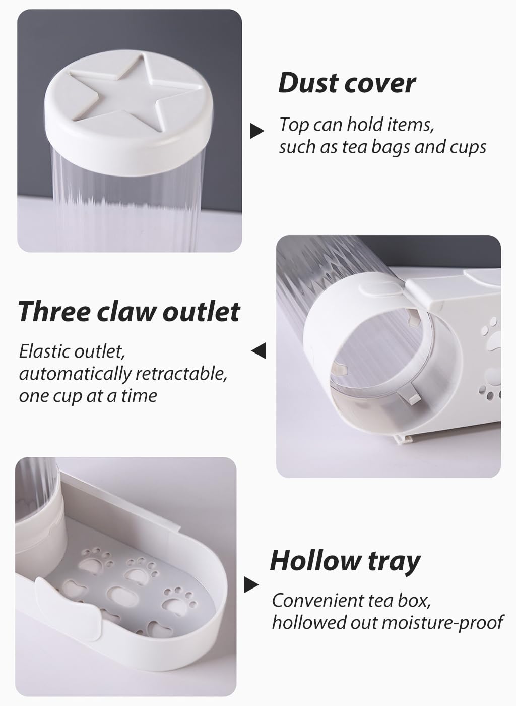 Supvox Wall Mounted Cup Dispenser for Home and Office with Iron Clip Mechanism and Storage Shelf