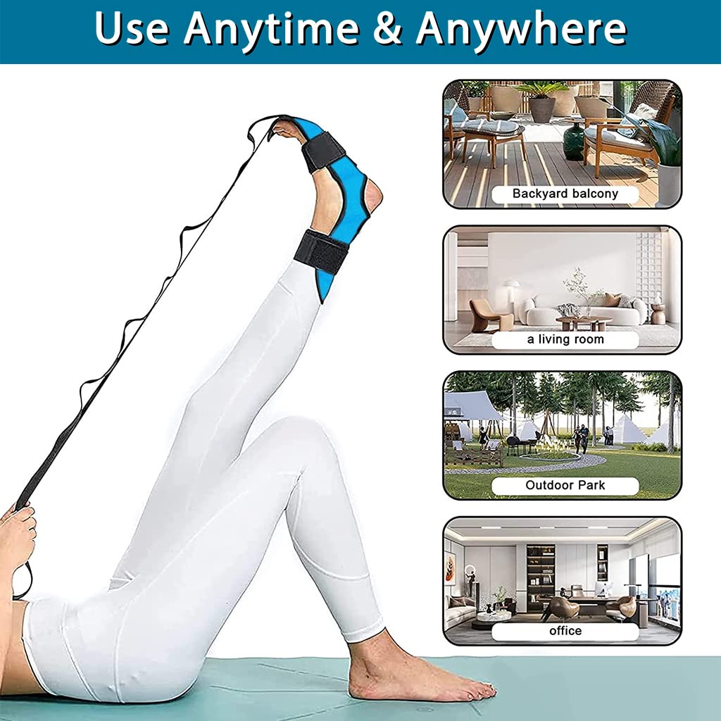 Proberos Yoga Belt for Stretching and Rehabilitation featuring 5 Loops Design | Blue Strap