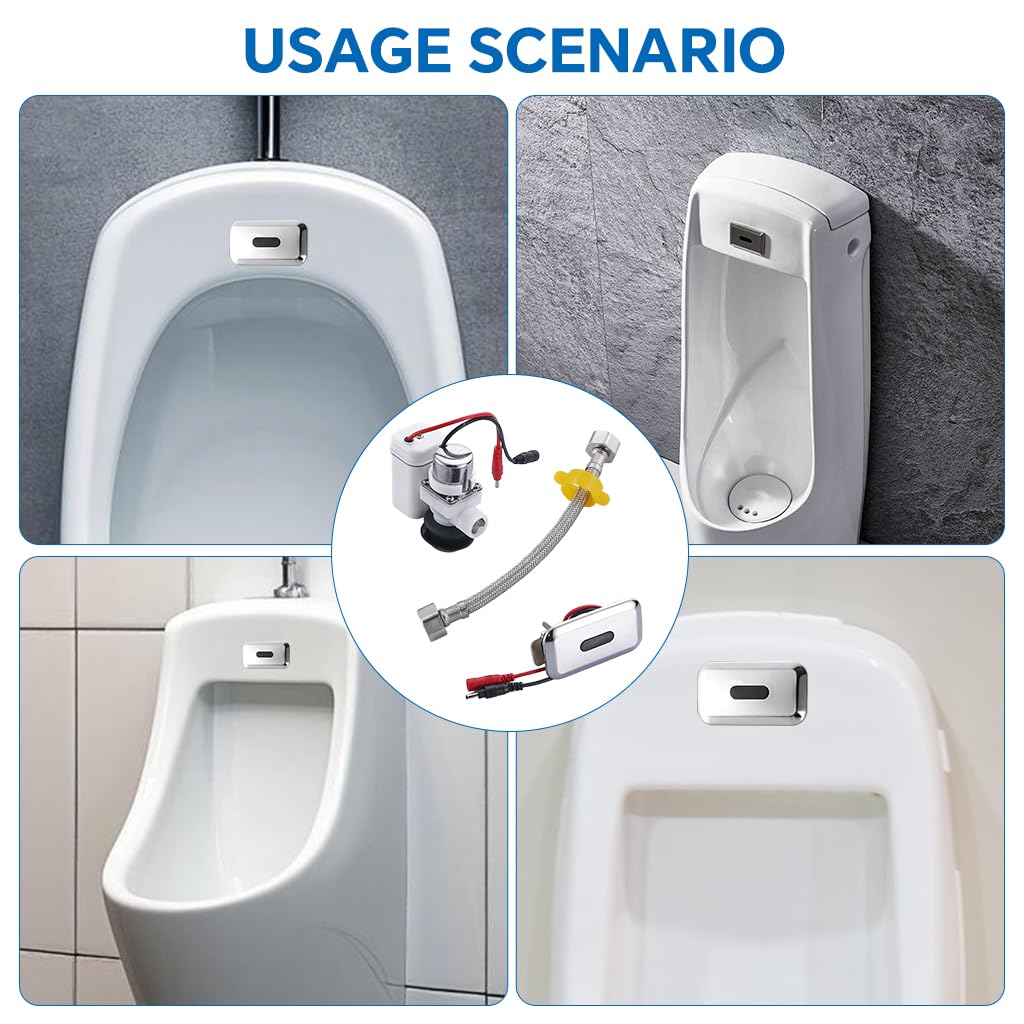 Serplex Urinal Flush Sensor Set with Dual Power Supply and Stainless Steel Wall Mount | 3PCS
