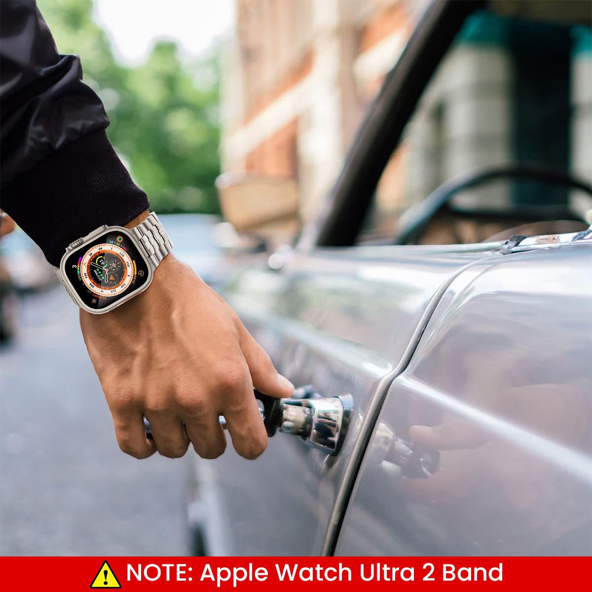 Stainless Steel Watch Band for Apple Watch Ultra 2 featuring Butterfly Clasp and 5.5–9.1 in Adjustable Links