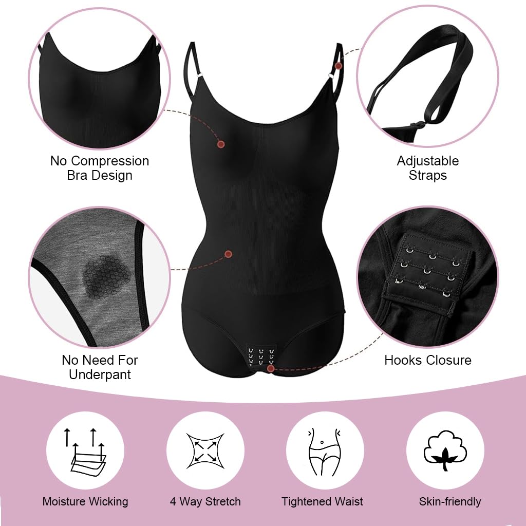 PALAY® Tummy Control Shapewear Bodysuit for Women Butt Lifter Panties Stretch Slimming Body Shaper- Black L