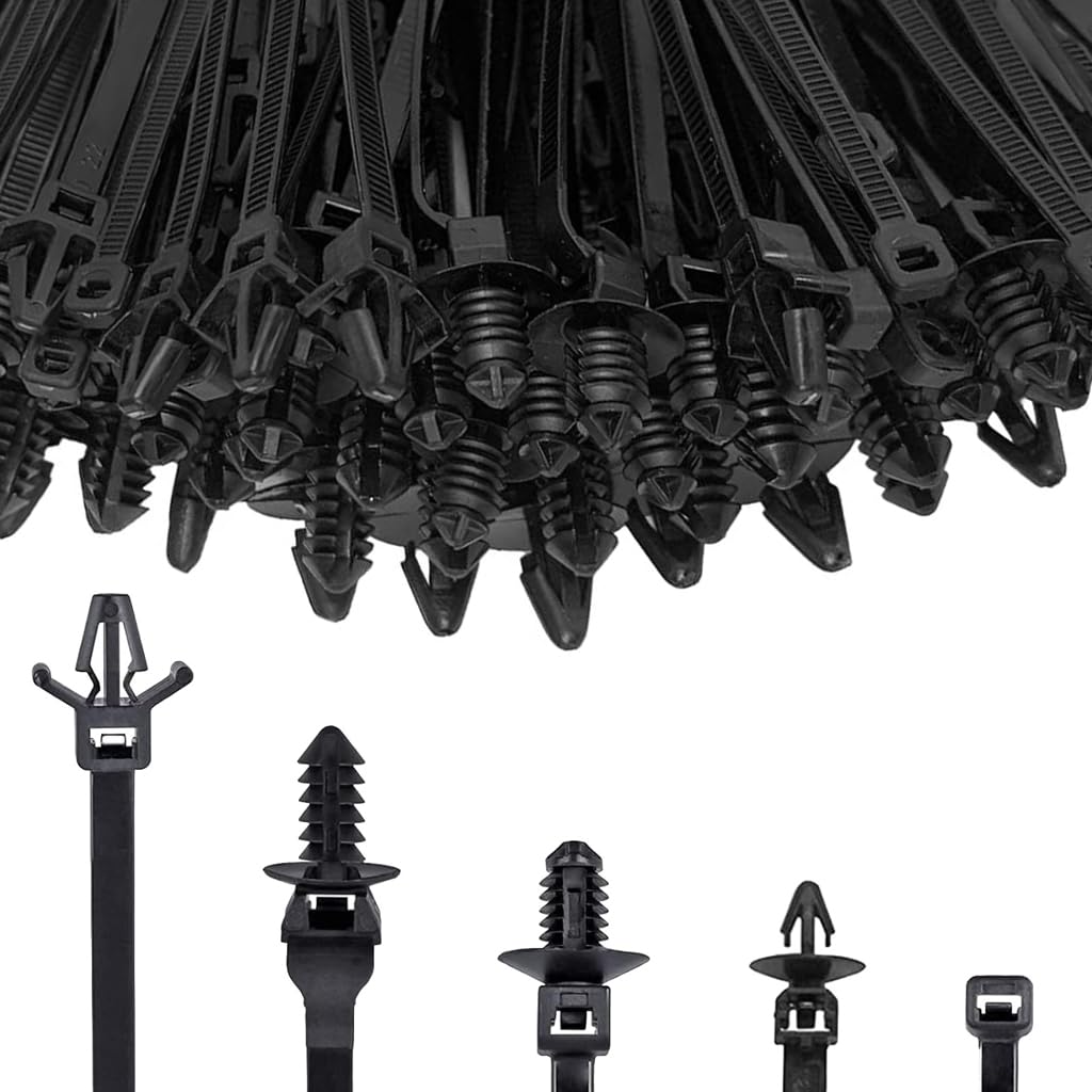 STHIRA Cable Ties 160 Pcs for Car Home and Office featuring Push Mount Self Locking Nylon | 5 Assorted Sizes for Easy Cable Management