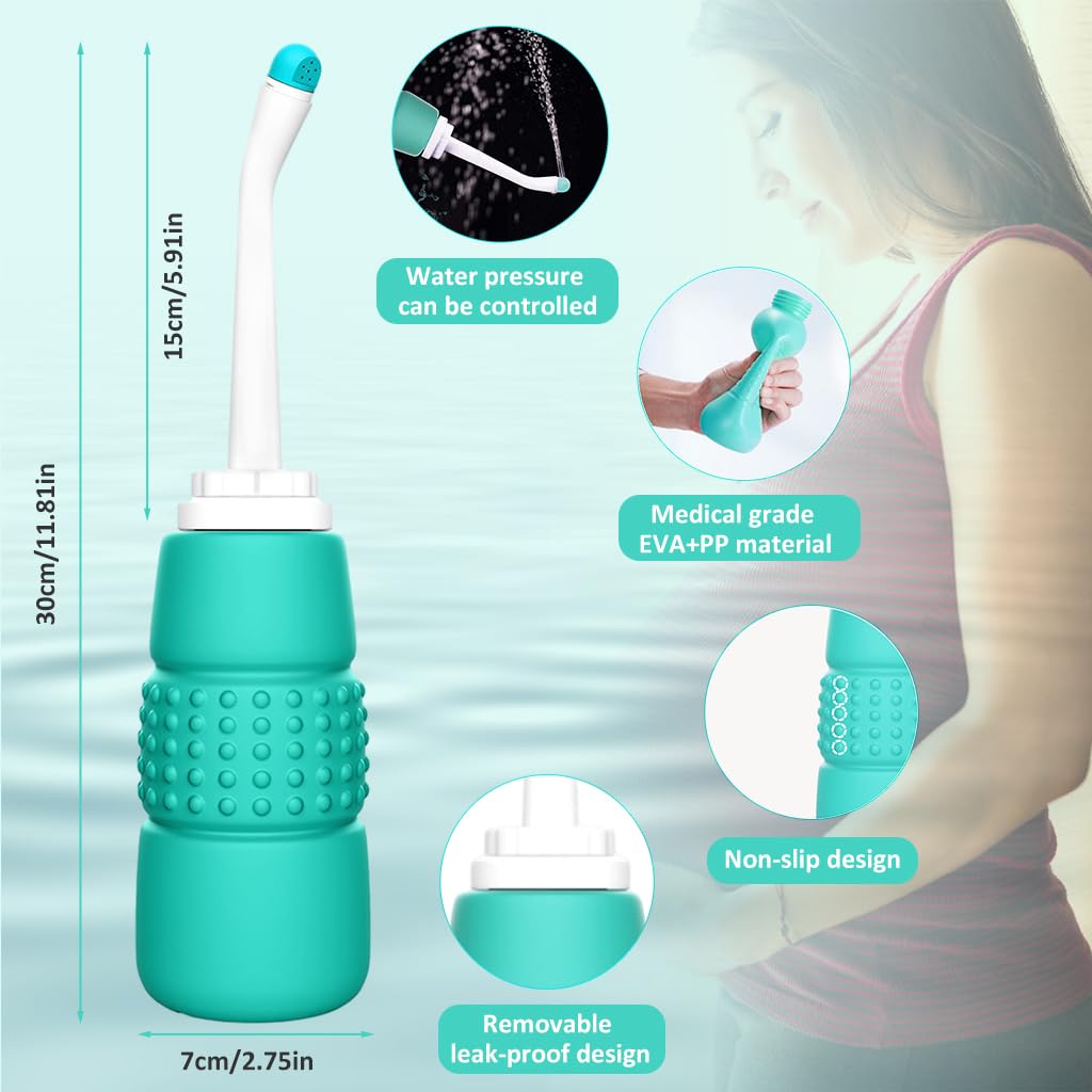 HANNEA Portable Bidet Spray for Toilet with 350ml Soft Squeeze Bottle | Travel Use