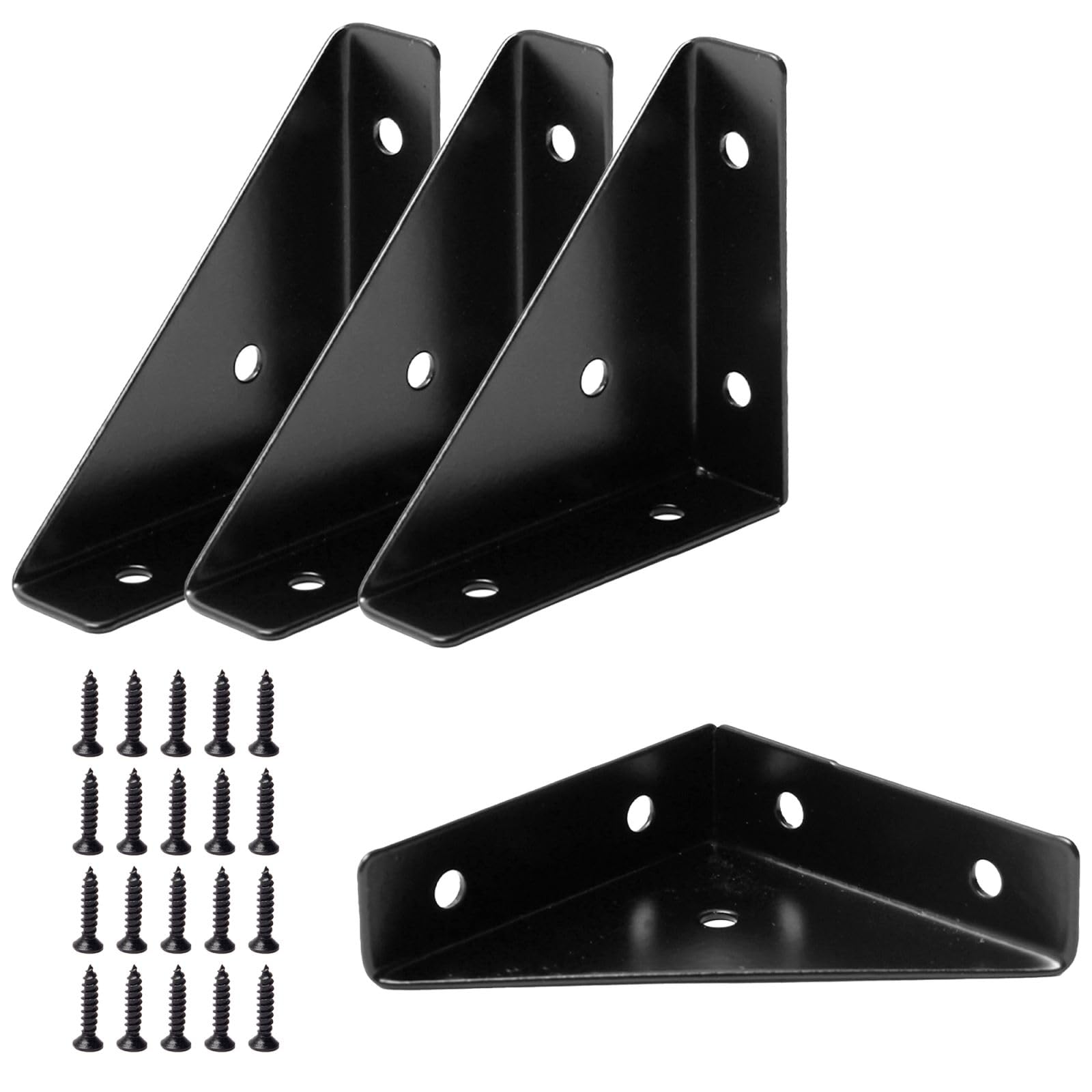 Serplex® 4Pcs Corner Braces Angle Brakets Steel L-Brackets 90-Degree Shelf Support Corner Braces, Triangle Furniture Right-Angle Joints Brackets with Screw Packs