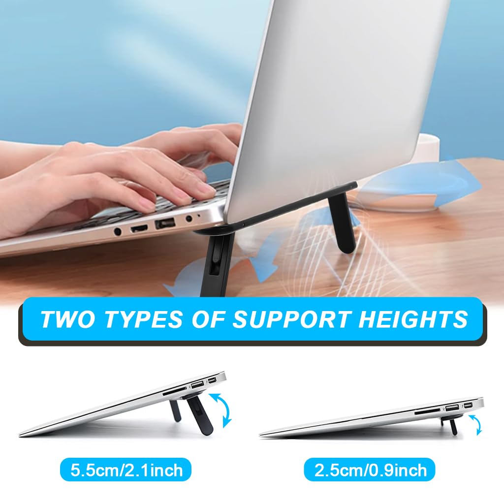 ZORBES Laptop Riser with 5cm and 8cm Dual Height Adjustment for Ergonomic Use | 0.5mm Slim Traceless Self Adhesive Stand