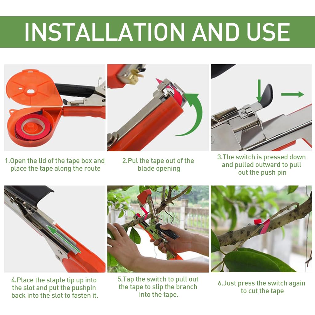 HASTHIP Plant Tying Tape Machine for Garden Vines with 20 Rolls 11mm×25m Tape | Includes Staples