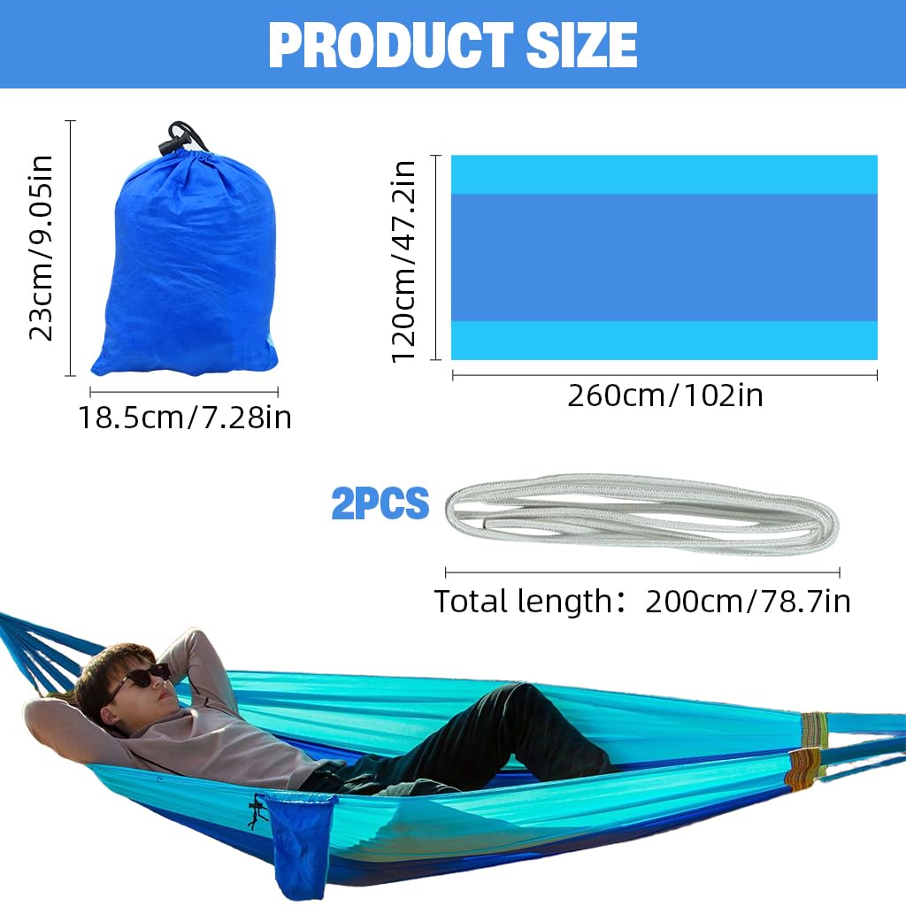 Proberos Hammock for Camping and Backyard Use with 330lbs Support and Parachute Nylon | Quick Setup Rope and Portable Bag