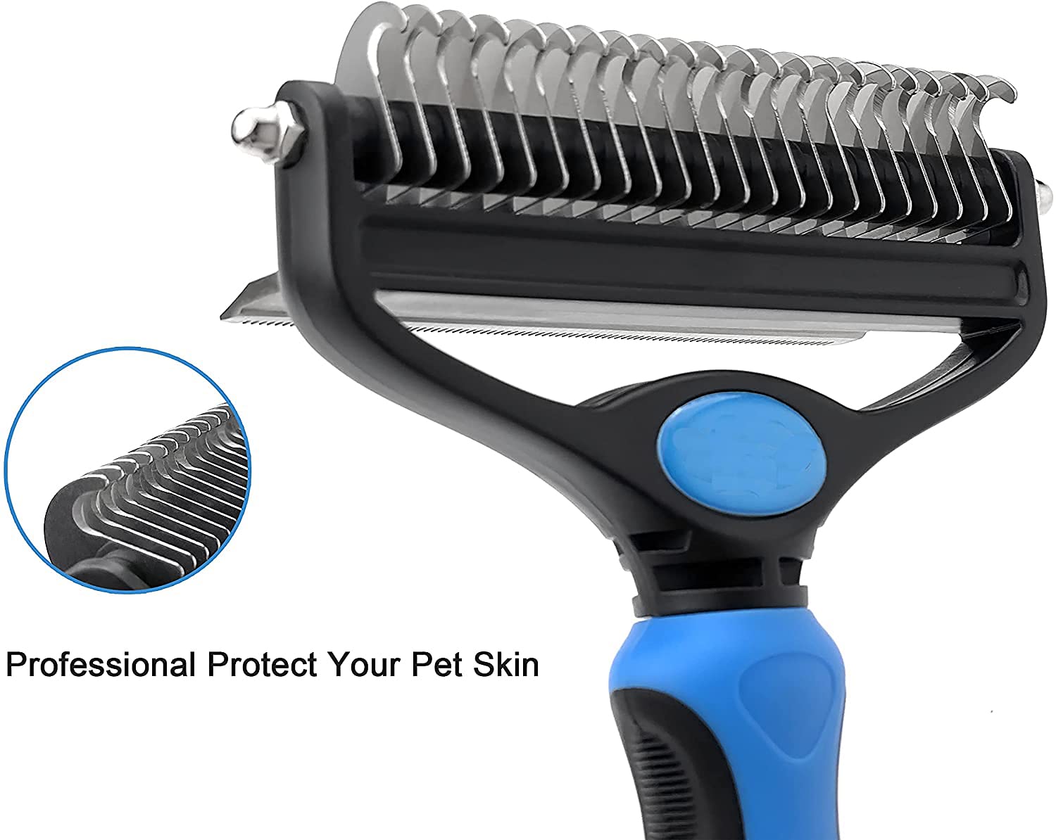 Qpets  Dog Brush Dogs Comb 2 in 1 Deshedding Tool& Dematting Undercoat Rake for Mats& Tangles Removing, Dog Grooming Kit, Pet Brush,Great for Short to Long Hair Small Large Breeds