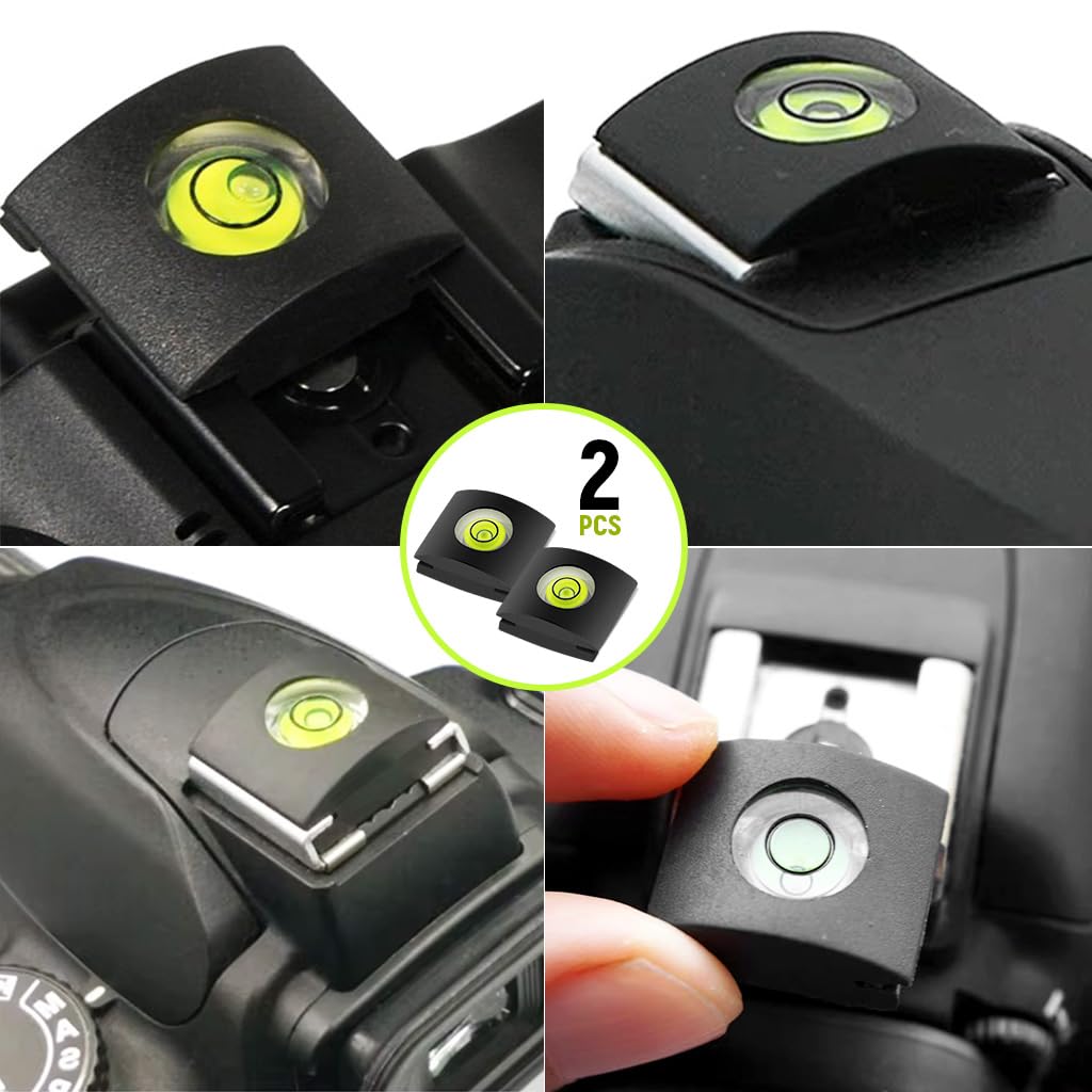 ZORBES Camera Flashlight Hot Shoe Cover 4PCS with Bubble Spirit Level for DSLR | Protects Canon Nikon Panasonic Fujifilm and Olympus