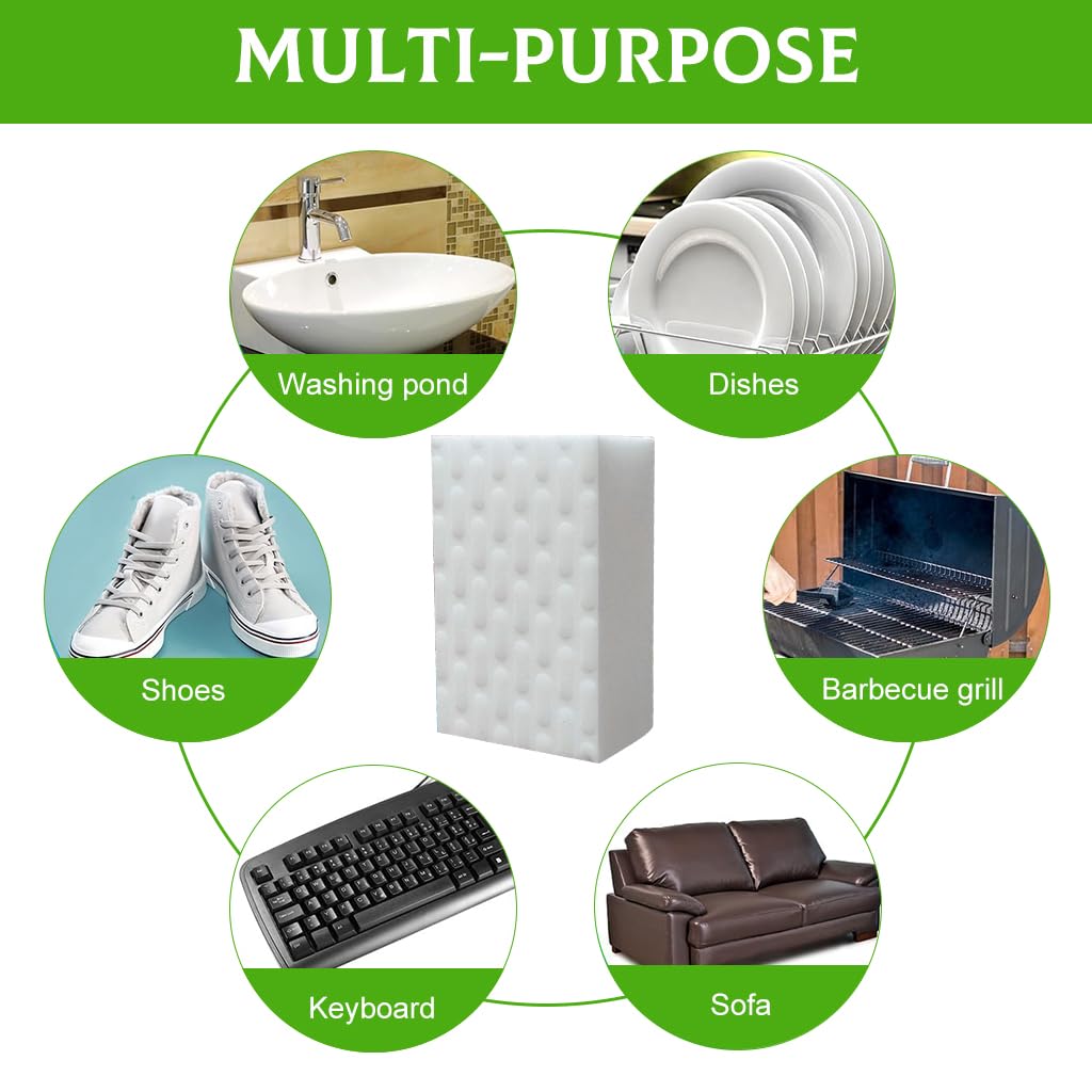 HASTHIP Magic Eraser Cleaning Pads for Kitchen and Bathroom with 8Pcs 6X Density Melamine Foam | Non Scratch Surface Cleaner