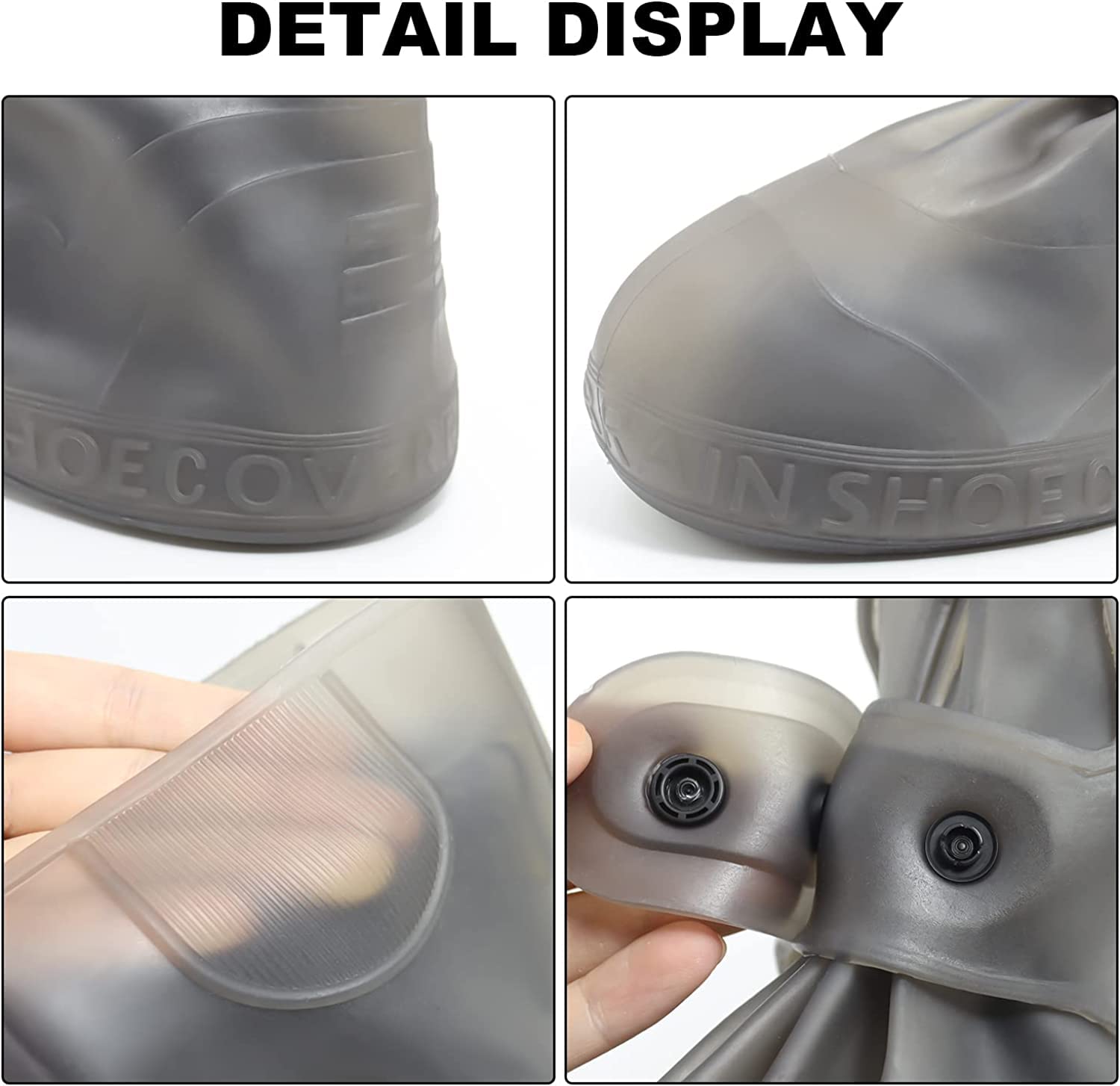 PALAY Silicone Shoe Covers for Rainy Days with Double Snap Closure and TPE Sole | Fits Size 9‑11