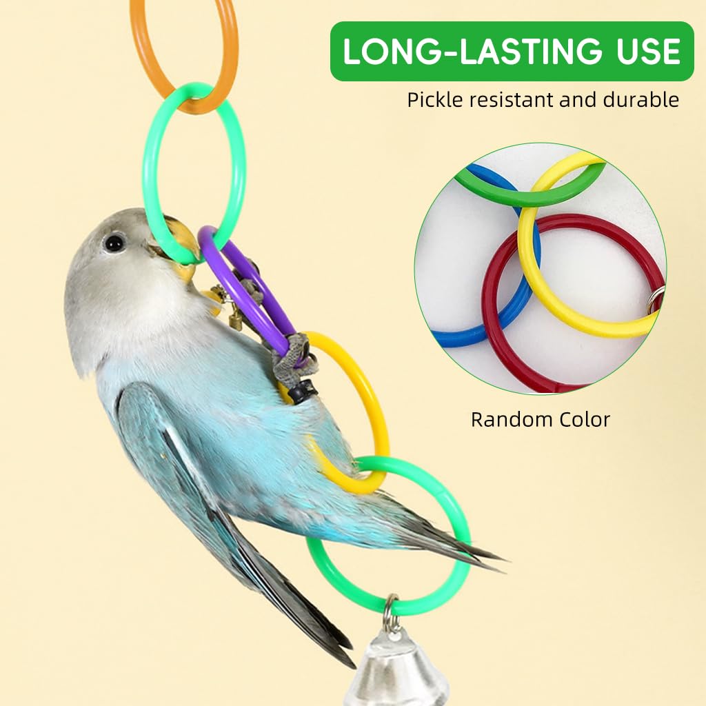 Qpets Parrot Link Chain Toys for Birds with Colorful Rings & Secure Clasp | 2-Piece Set