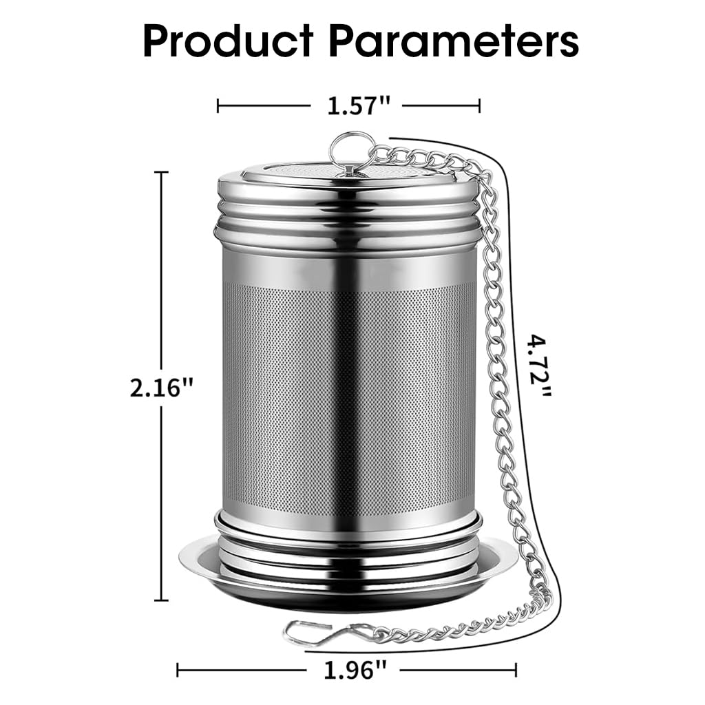Supvox® 304 Stainless Steel Tea Infuser Tea Strainer with Draining Tray Tea Filter for Loose Tea, Chamomile, Green Tea Loose Leaves Fine Mesh Strainer for Teapots, Cups, Mugs, 41 * 56mm (Silver)