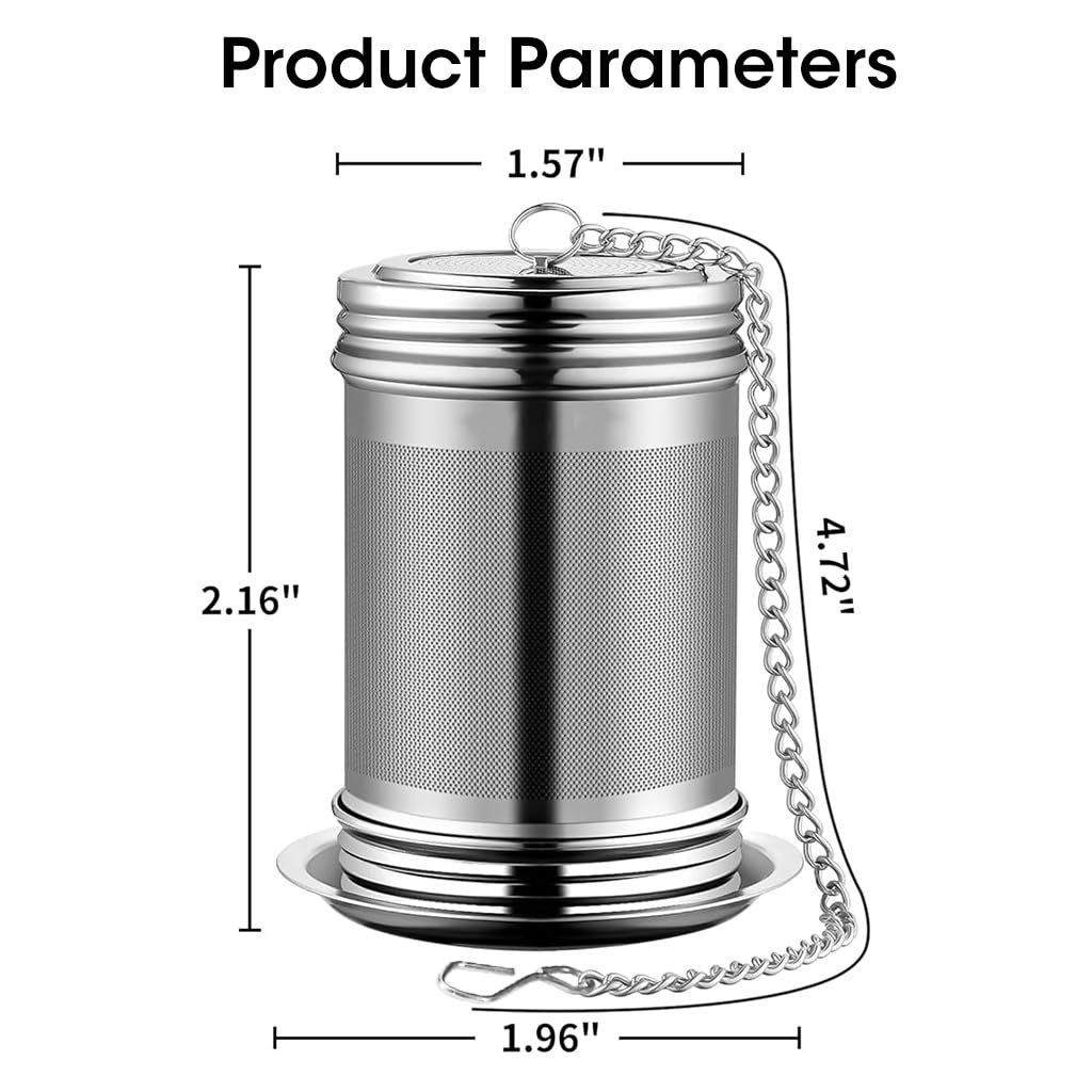 Zeitel Tea Infuser for Loose Leaf and Herbal Teas with Fine Mesh Tray 41x56mm | 304 Stainless Steel