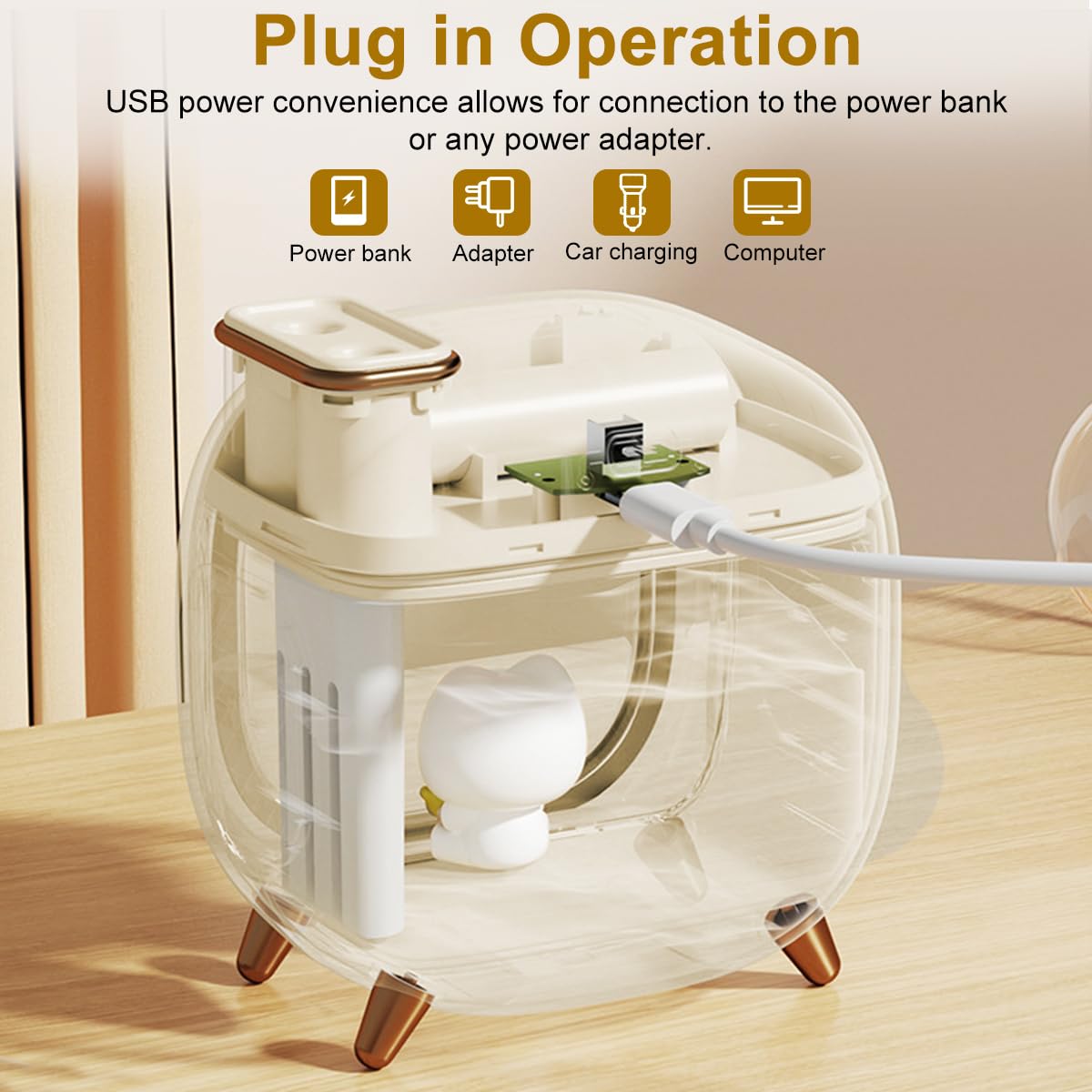 Supvox Humidifier for Room with 500ml Tank and Dual Spray Mode featuring 7-Color Night Light | USB Powered Quiet Aroma Diffuser