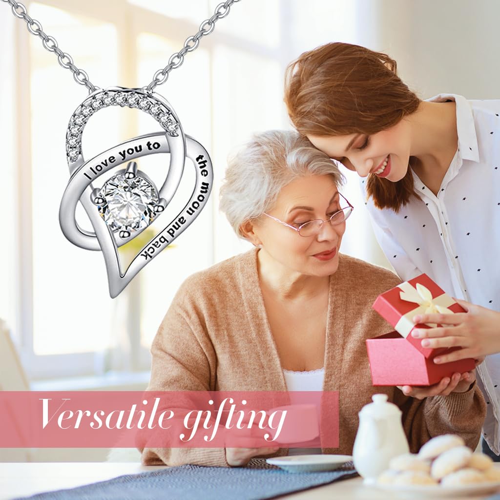 Venzina Necklace for Women featuring Double Interlocking Hearts and Zircon Pendant | Gift for Mom