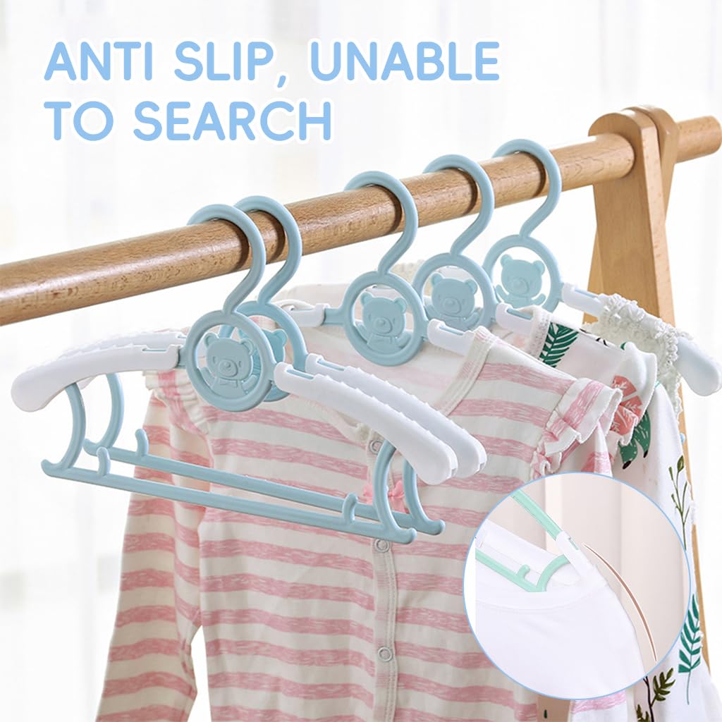 HASTHIP Baby Nursery Closet Hangers for Kids Clothes 20 Pack with Extendable Shoulders | Colorful Non Slip Design