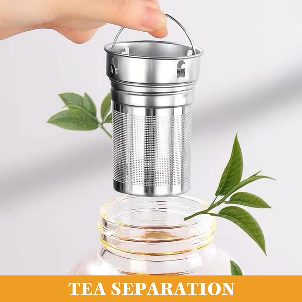 Supvox Glass Water Bottle for Hot and Cold Drinks with Tea Infuser and 2500ml Capacity | Heat Resistant Design and Insulation Carry Bag