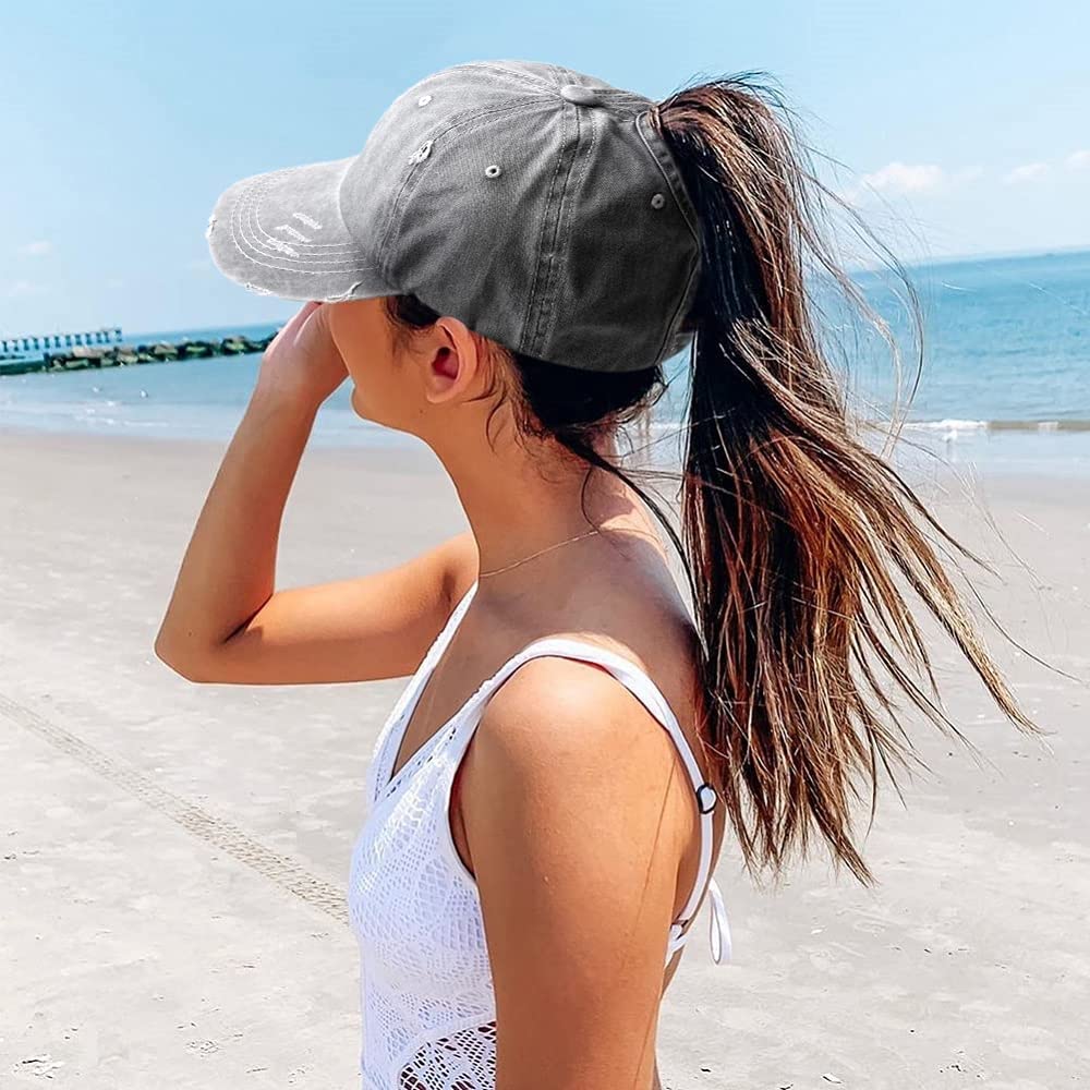 PALAY Womens Baseball Cap for Everyday Wear with Ponytail Hole Adjustable 54–60 cm Cotton Grey