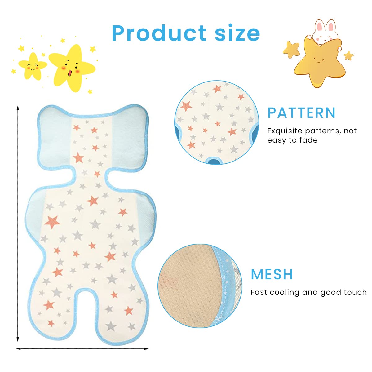 SNOWIE SOFT Baby Cool Cushion for Stroller and Car Seat featuring Dual Hook Design | Breathable Ice Silk Pad for 0–3 Year Olds