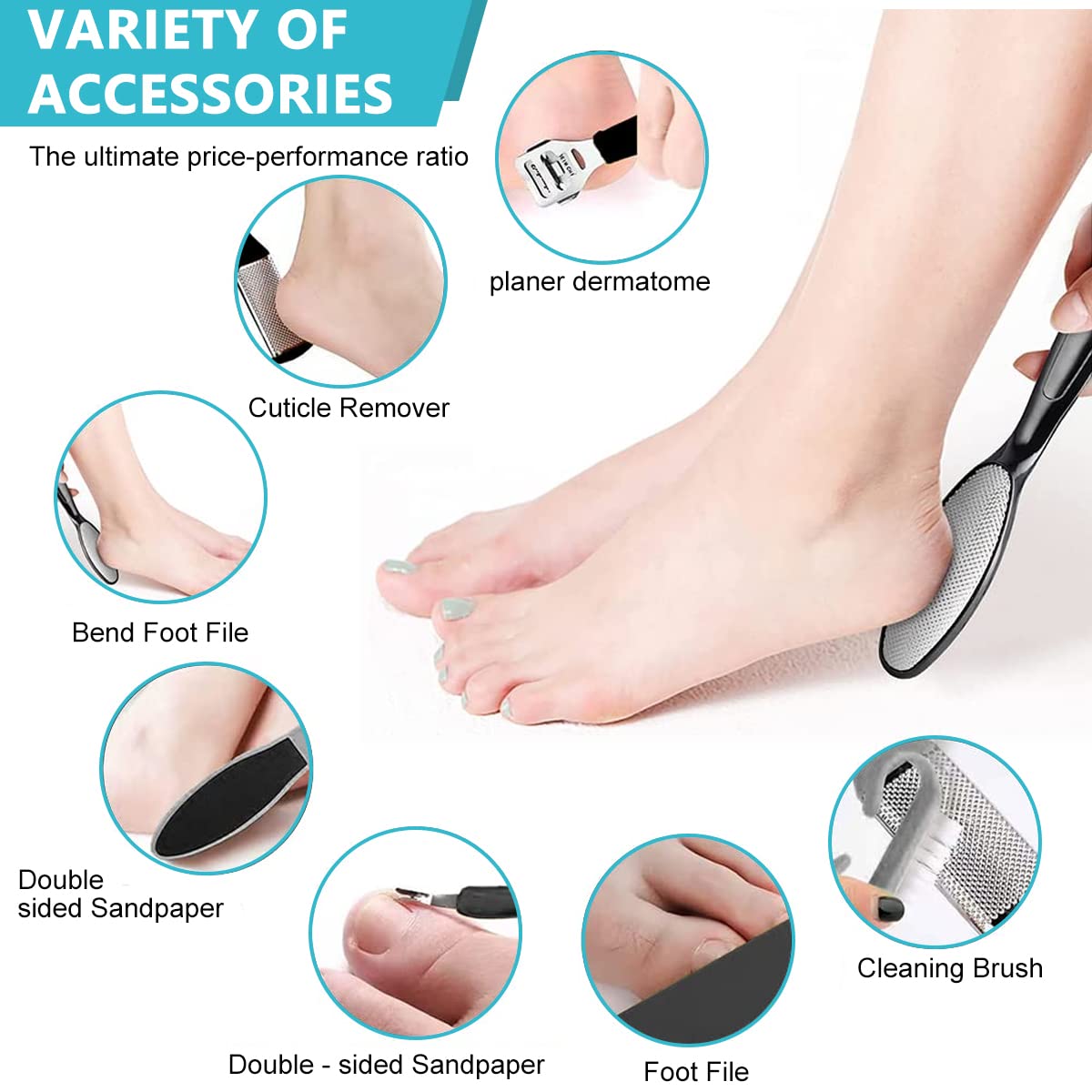 HANNEA Pedicure Scrubber for Smooth Feet with 2 Speeds and LCD Display | Rechargeable 1200mAh Electric Callus Remover