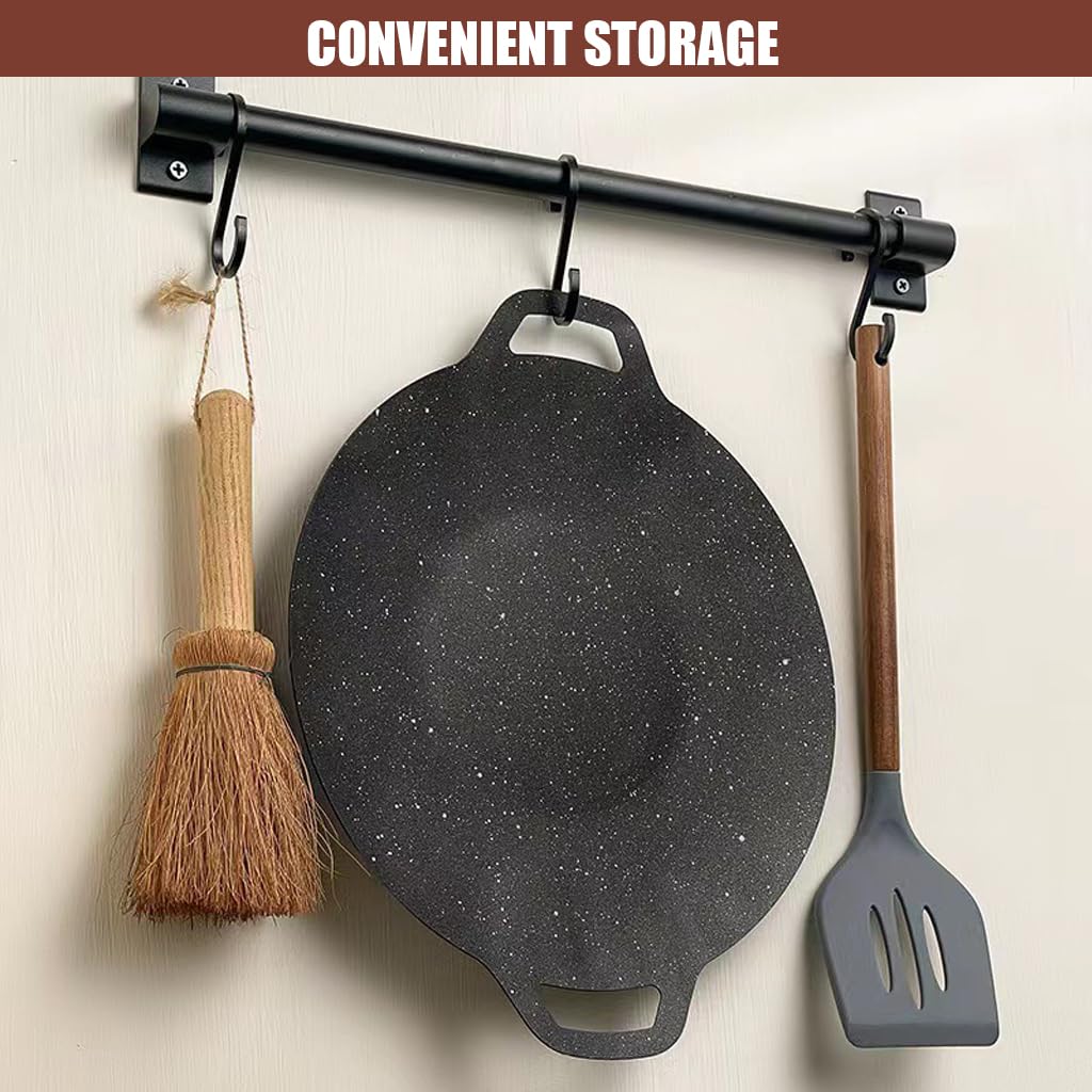 Supvox Round Grill Pan for Home and Outdoor Cooking with Double Handles | 11.8 in Cast Iron Non Stick Surface