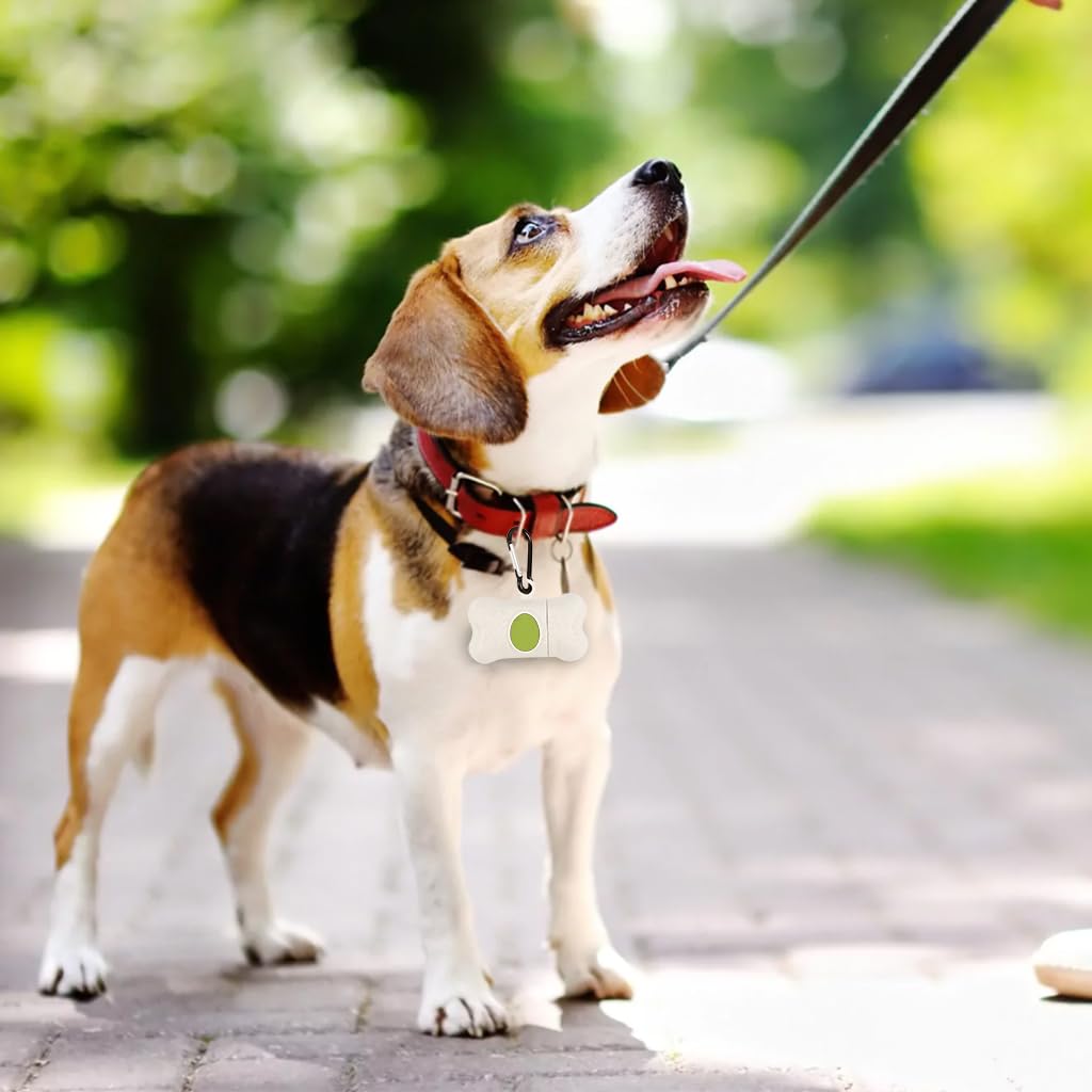 Qpets Dog Waste Bag Dispenser for Outdoor Walks with Carabiner Clip featuring Bone Shape | Wheat Straw Eco Container for Pet Owners