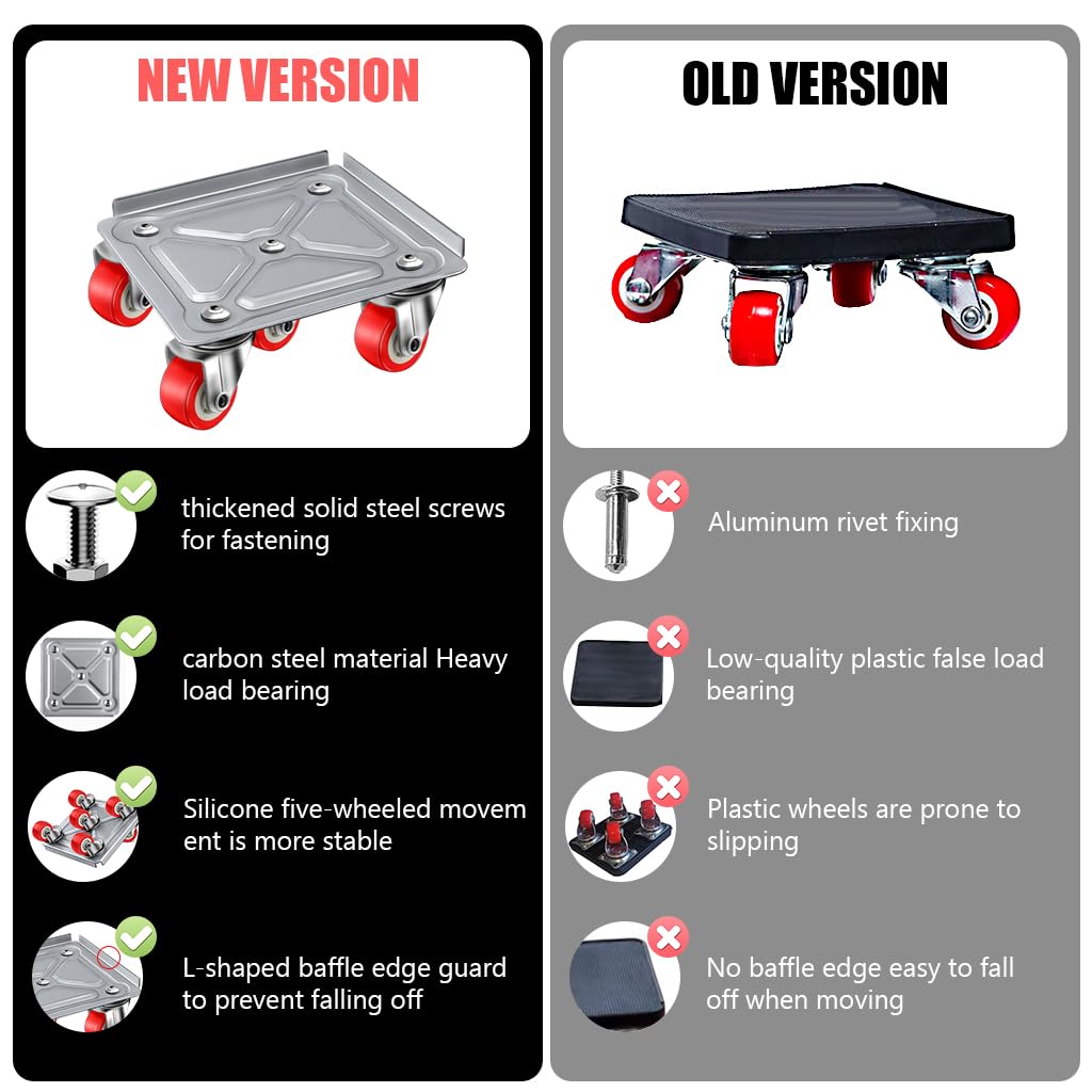 HASTHIP Furniture Moving Wheel Dolly 5-Wheel Moving Dolly 600kg Loading Capacity Plant Pot Moving Dolly with Lifting Tool & Anti-Slip Mat Furniture Dolly for Table, Sofa, Plant Pot, Home Appliances