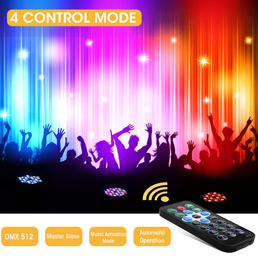 ELEPHANTBOAT DJ Light for Home Party with 36 LEDs and DMX512 Control | RGB Sound Active Lighting