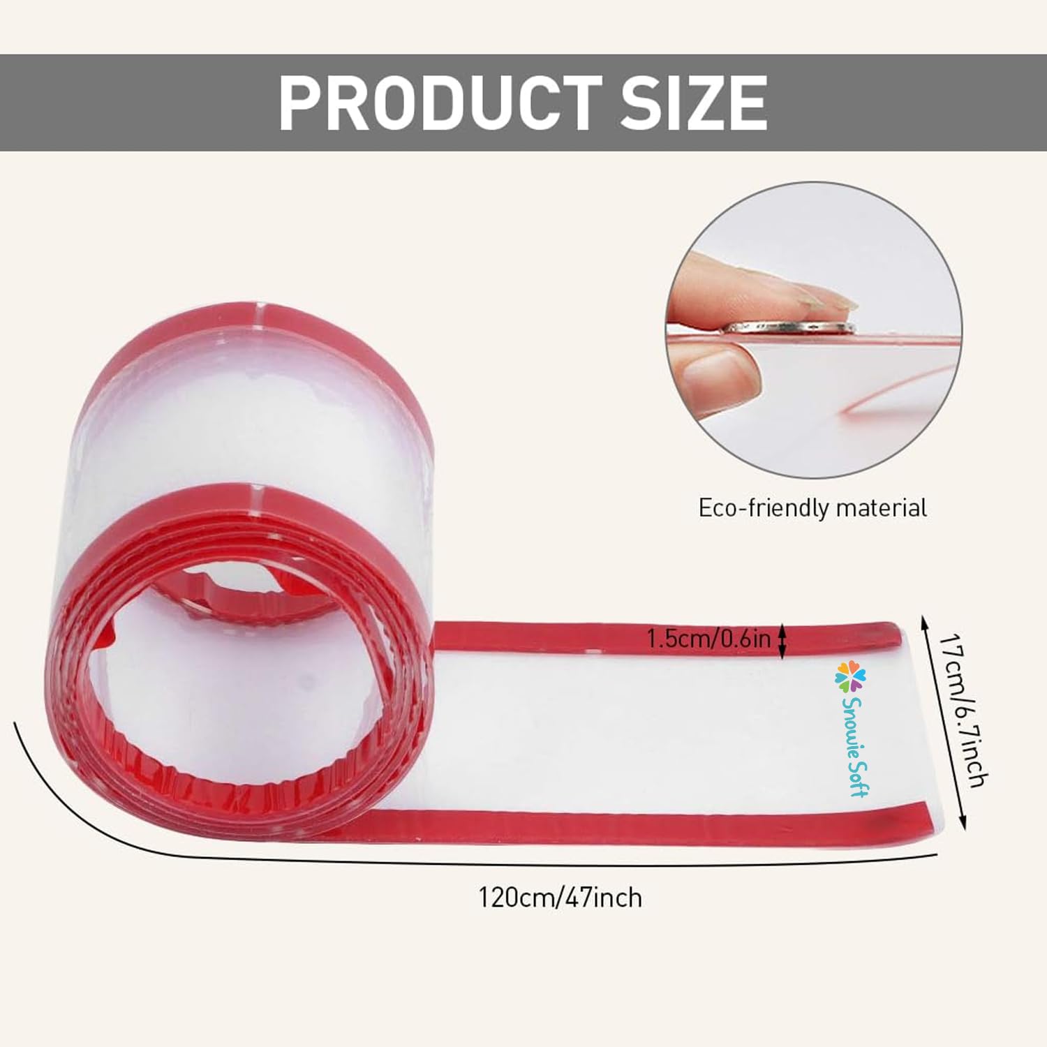 SNOWIE SOFT Finger Pinch Door Guard for Child Safety featuring Self Adhesive 1.2m Frosted PP Strip