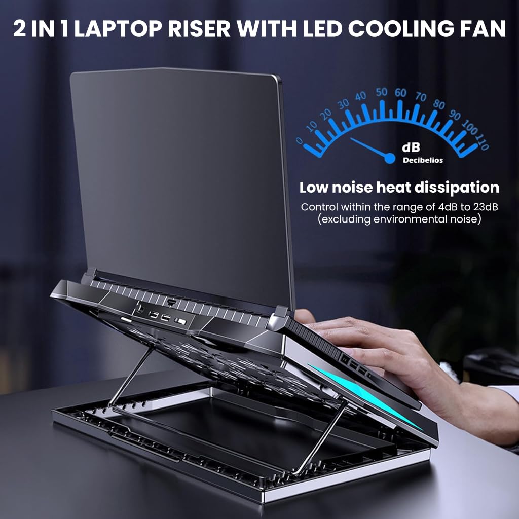 ZORBES Cooling Pad Stand for Gaming Laptop with 6 Fans and LCD Display | Dual USB and Adjustable Height