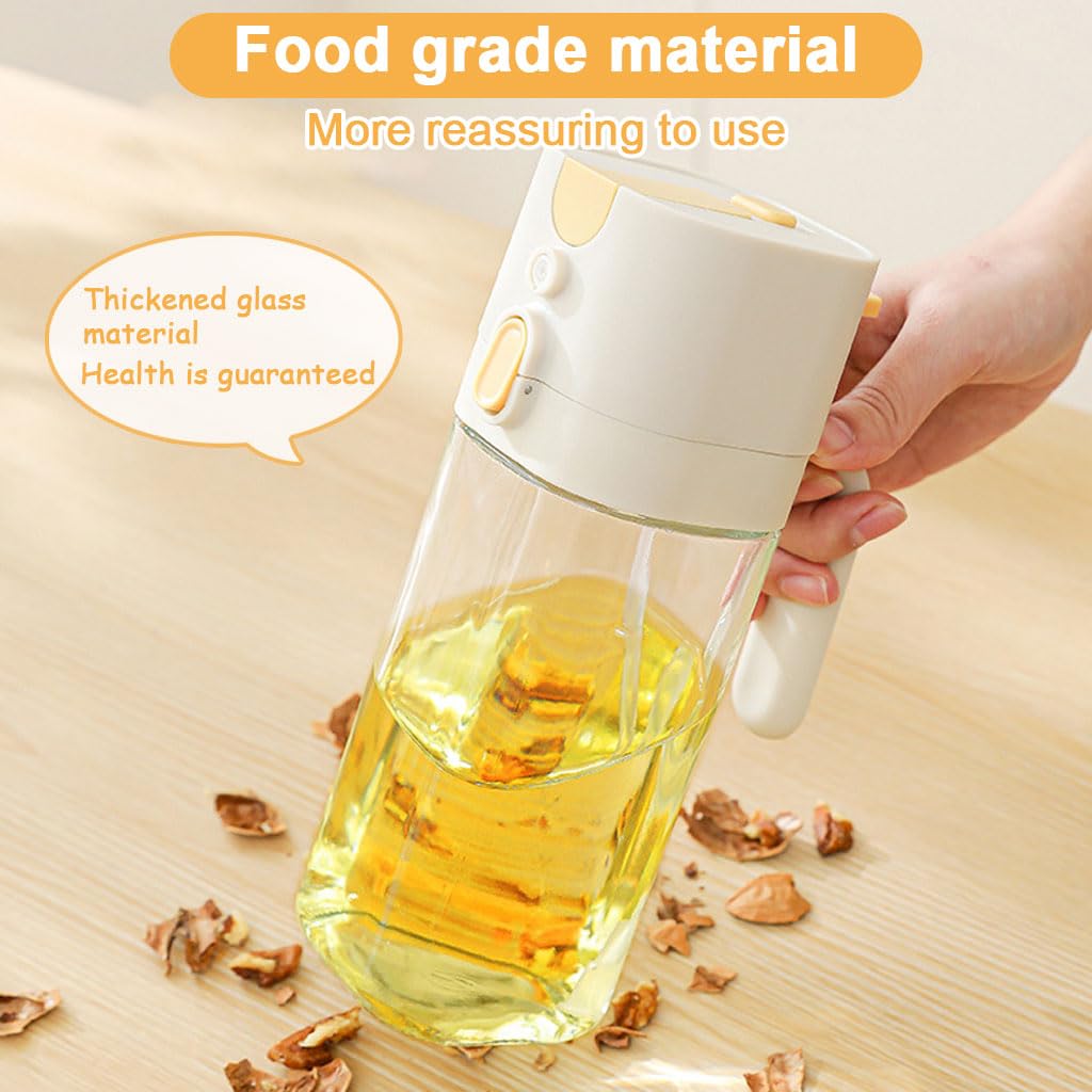 Zibuyu Olive Oil Sprayer for Cooking with Dual Spray or Pour Nozzle 580ml Dark Amber Glass