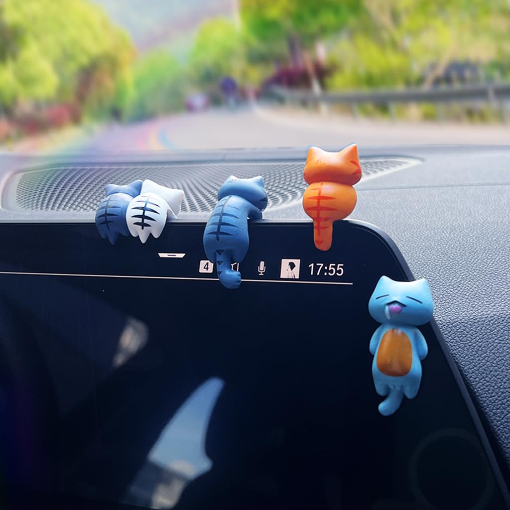 STHIRA Cat Dashboard Ornaments for Tesla Touchscreen with 6 PVC Charms | Cute Gift Idea