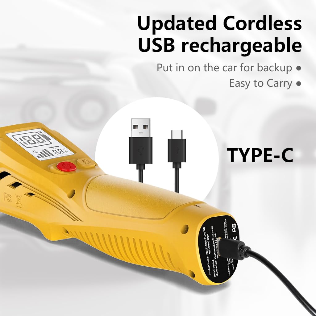 Serplex Cordless Plastic Welder for Car Bumper Repair with 500W Power and 200PCS Hot Stapler | LCD Display and 5000mAh Battery