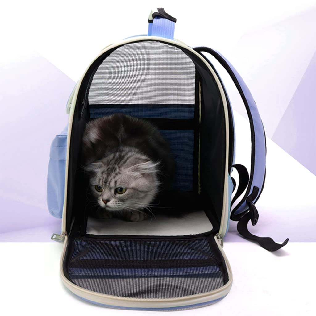 Qpets Cat Carrier Backpack for Travel with 34×25×37cm Spacious Frame and Mesh Window | Lavender Blue