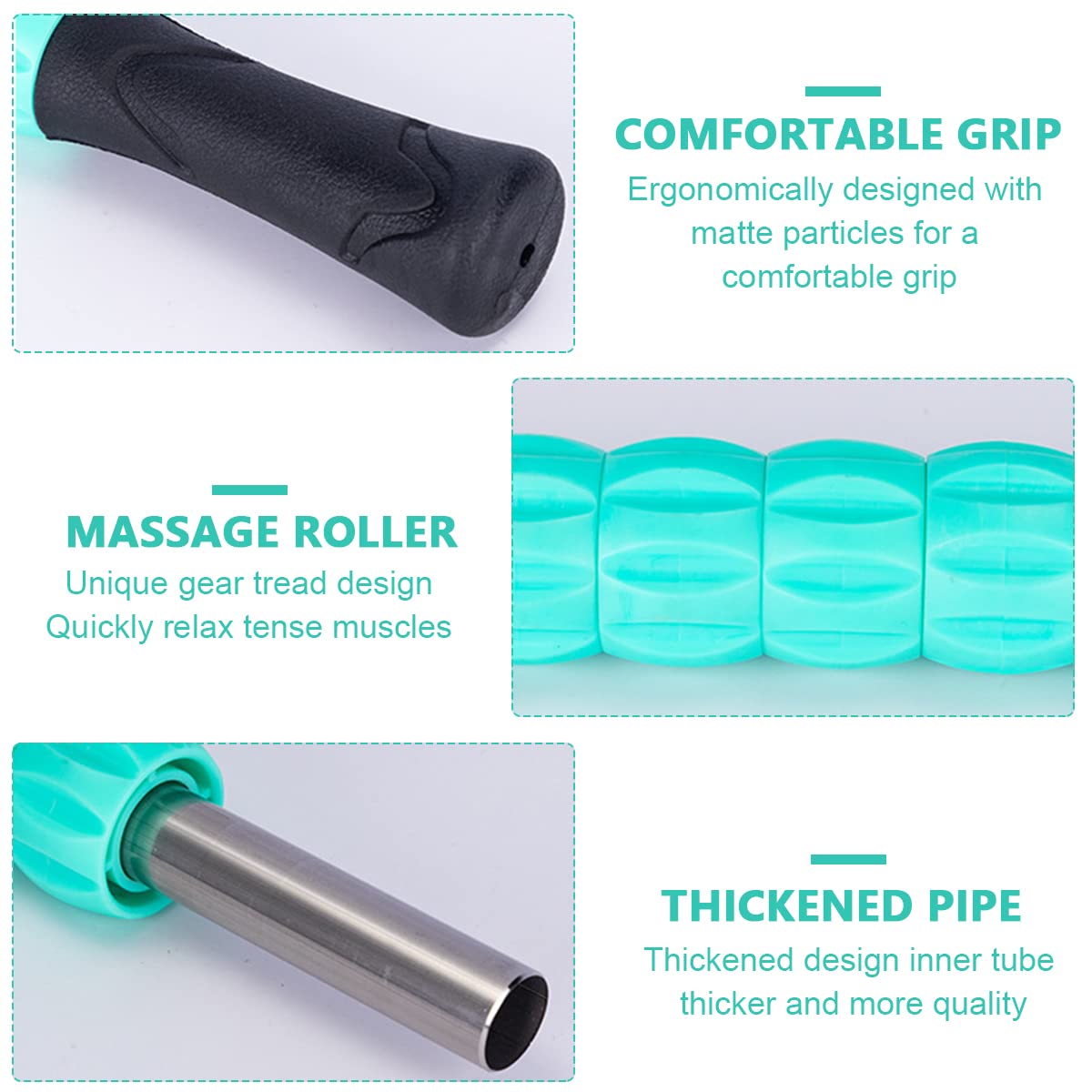ELEPHANTBOAT Muscle Roller Massage Stick for Full Body Relief with 9 Section Design | 43cm Green PP PVC