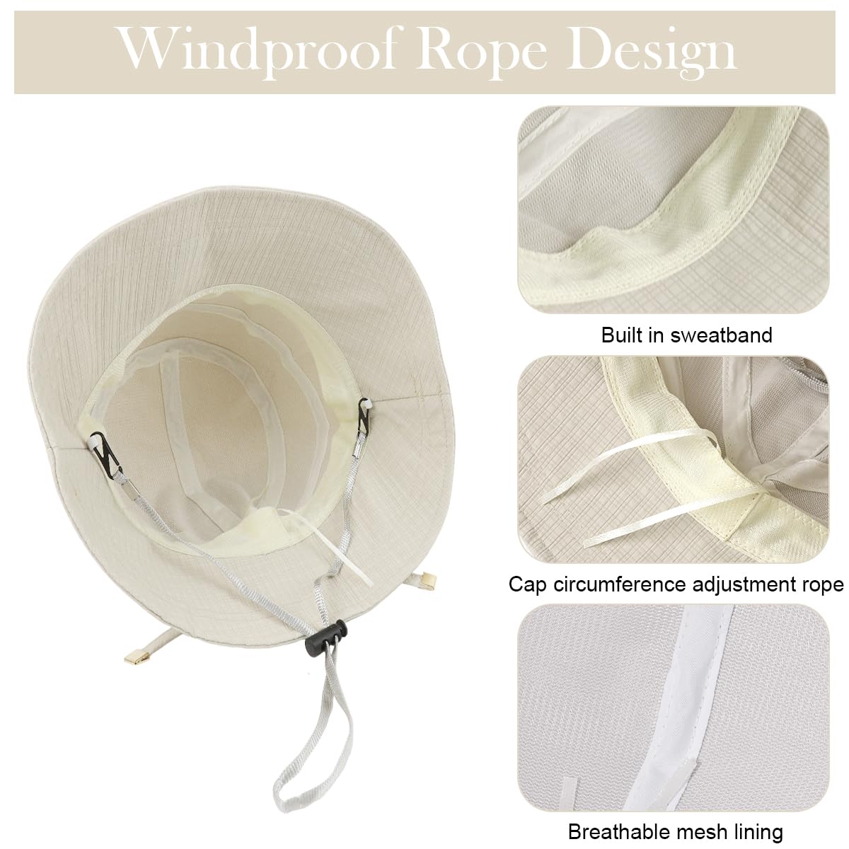 SANNIDHI Womens Sun Hats for Beach and Outdoor Use with Wide Brim UV Protection | 2PCS Beige