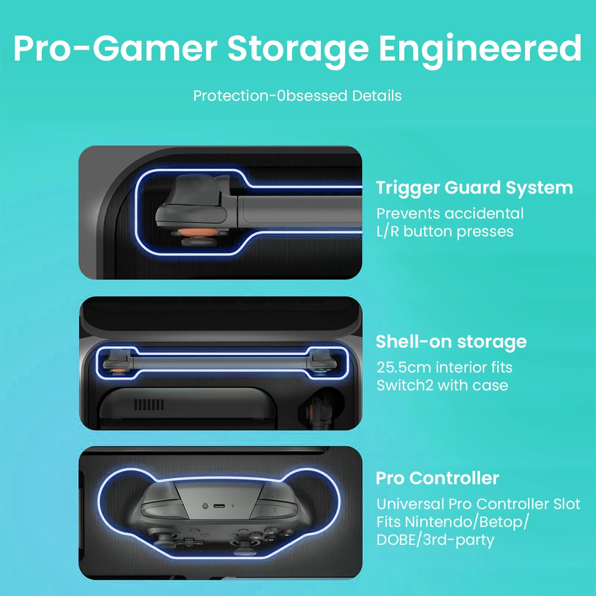 ZORBES Carrying Case for Switch 2 2025 with 14 Game Card Slots and Waterproof Nylon Design