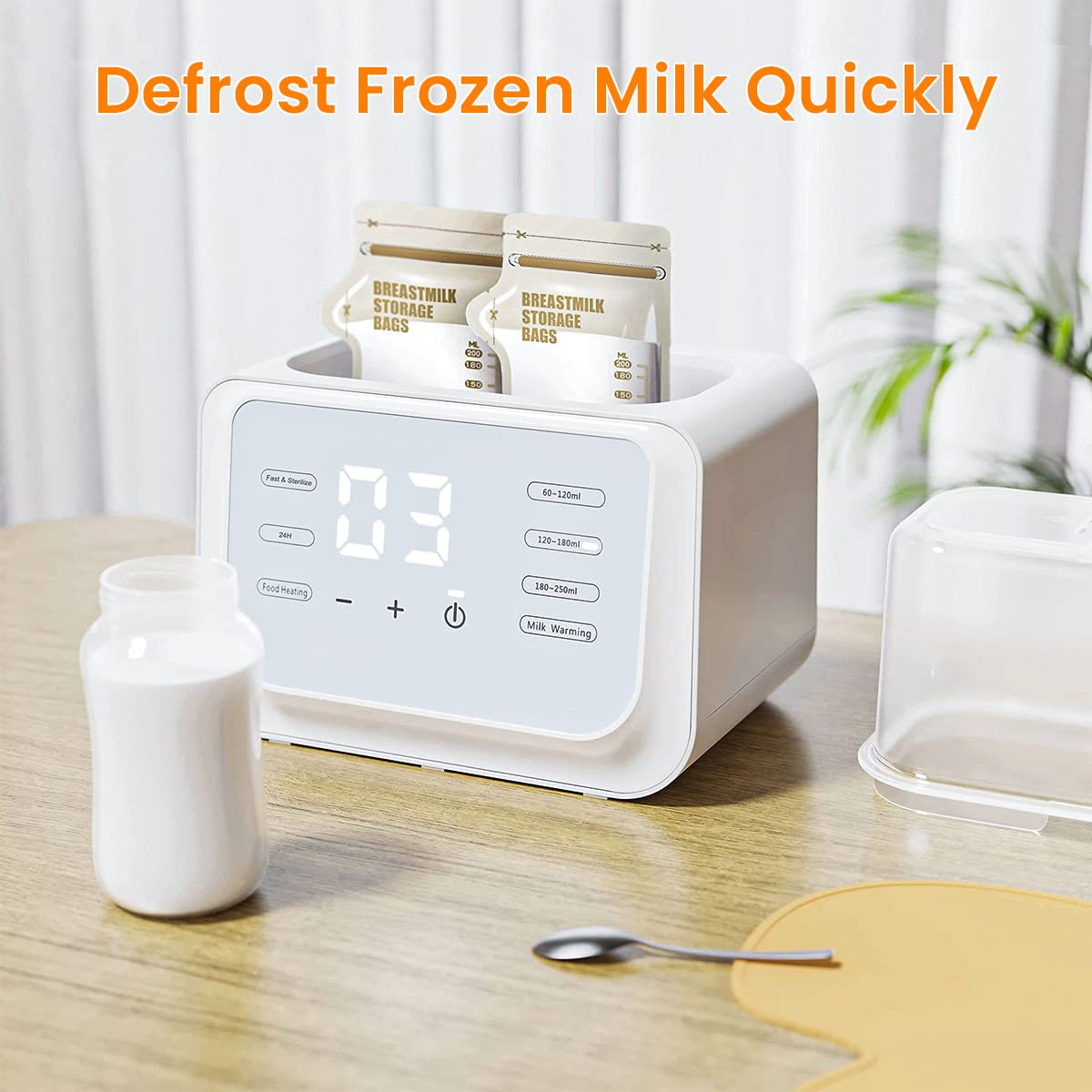 Supvox Baby Bottle Warmer for Milk Feeding with 8 in 1 Double Bottle Design | 3–7 Mins Fast Heating and 24H Keep Warm Sterilizer