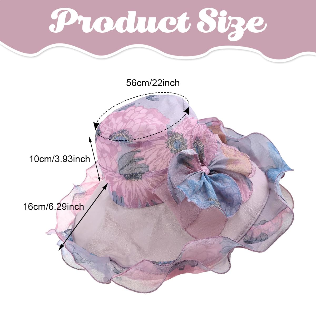 Venzina Large Bucket Hat for Women with Wide Brim featuring Lace Trim and Floral Prints | Lightweight Dacron Summer Sun Protection