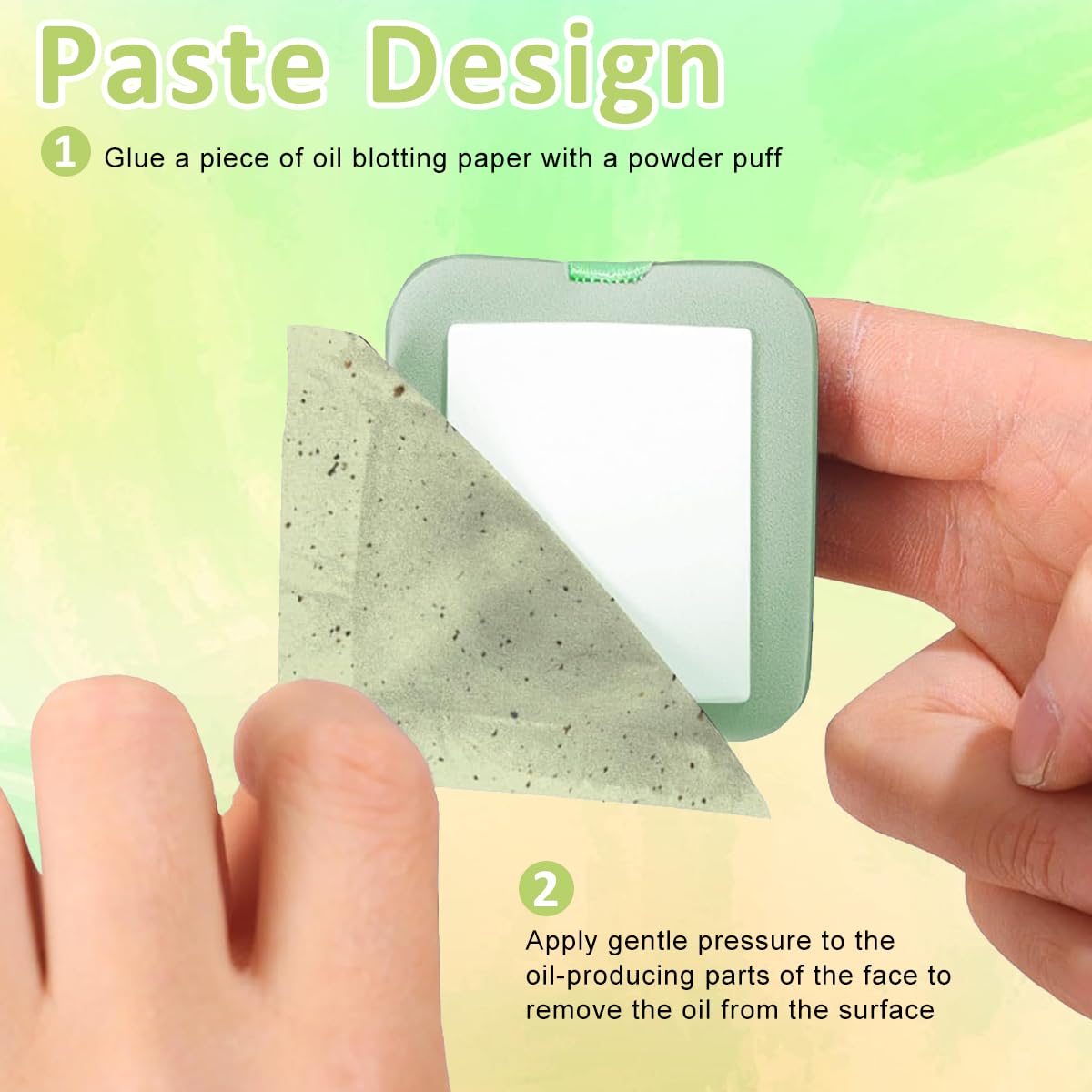 MAYCREATE Face Oil Blotting Paper for Oily Skin with Built In Mirror & Powder Puff Pad | 300PCS Natural Linen Bamboo Carbon Sheets