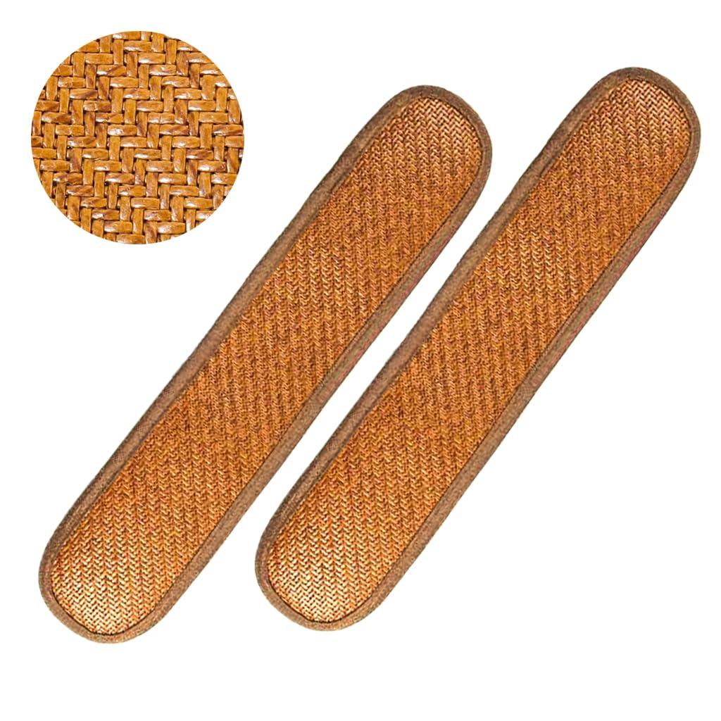 HASTHIP Office Chair Armrest Covers 10x45cm with Tie Up Design Natural Rattan for Summer Comfort | Rustic Dust Protection