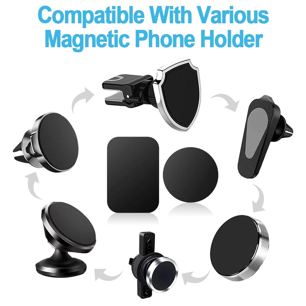 ZORBES Metal Plates for Magnetic Phone Mounts with Ultra Thin Design and 6Pcs Set | 3.5cm Round and 4x5.8cm Rectangle