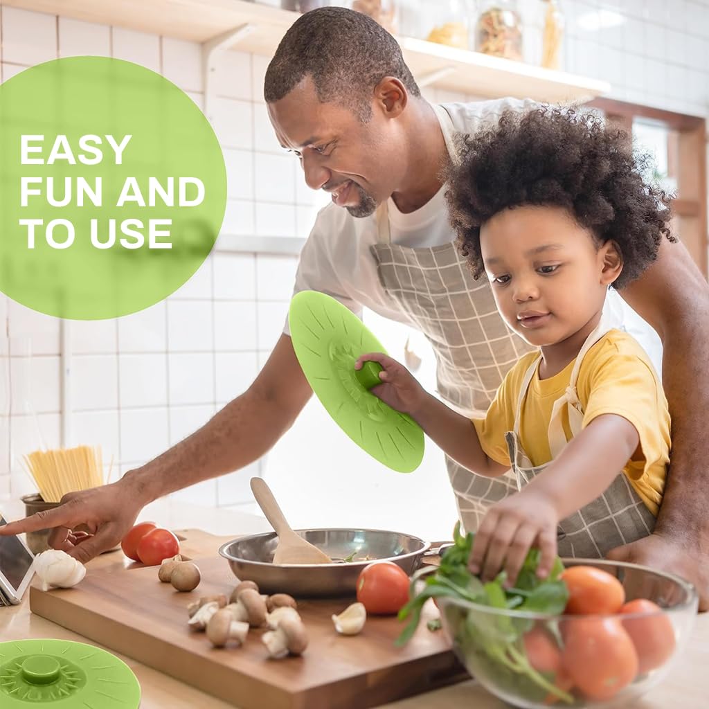 HASTHIP Silicone Lids for Bowls 5 Sizes 13.2–26.2cm with Reusable Suction Seal Covers Green