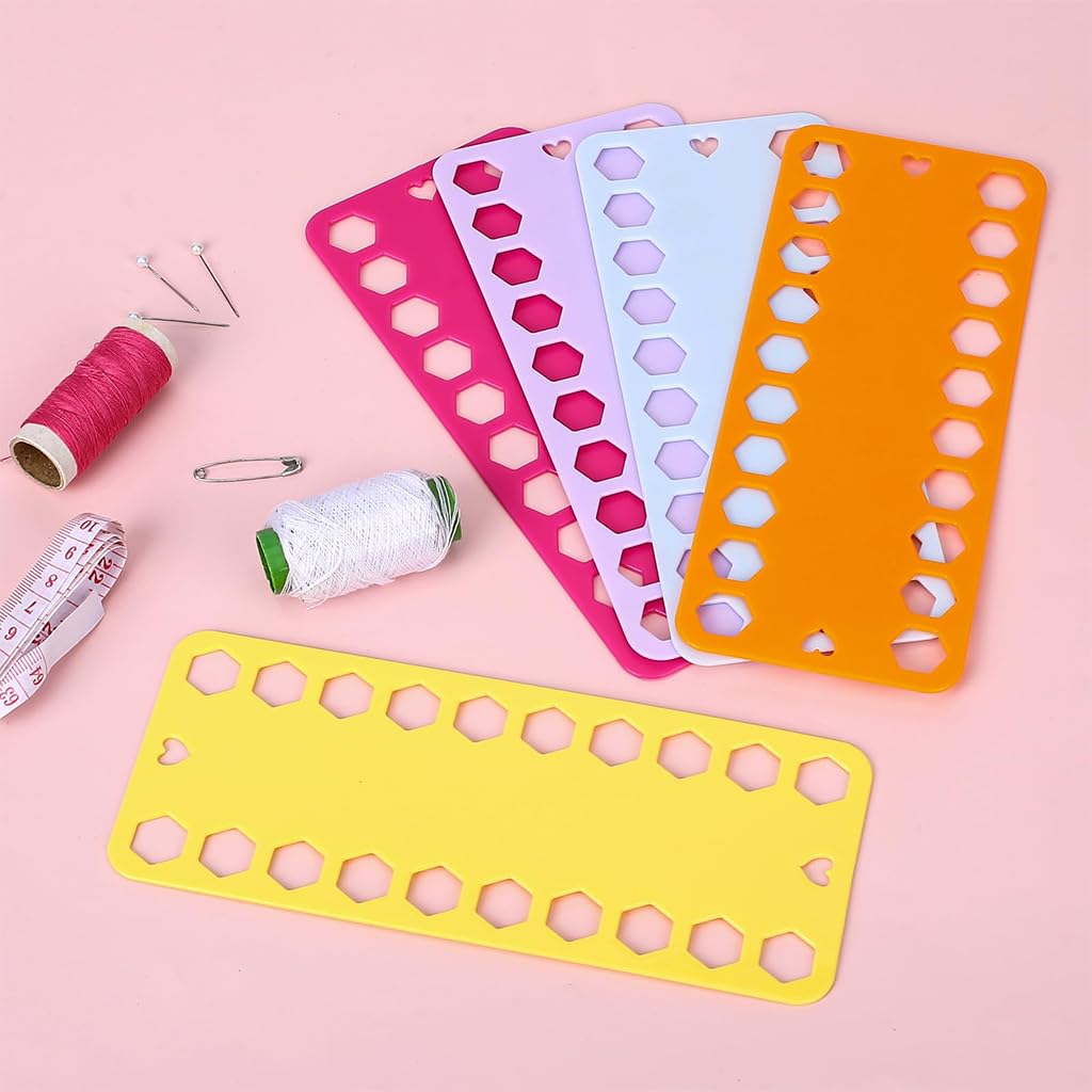 HASTHIP Embroidery Thread Cards for Cross Stitch with Dual Row 20 Slots | 10 Color Plastic Set