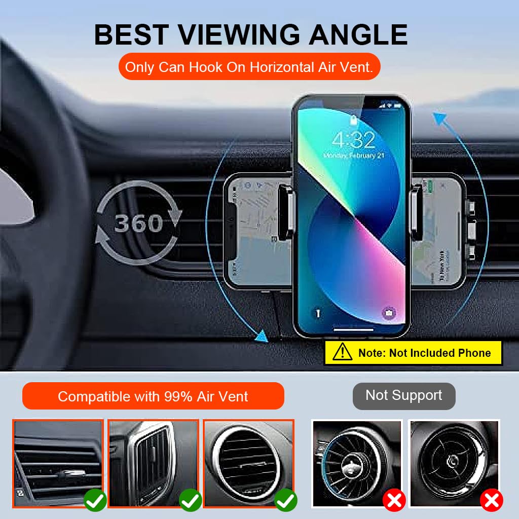 STHIRA Car Mobile Holder for Air Vent with 360° Rotation and Retractable Claws | Fits 4–7.1 in Phones