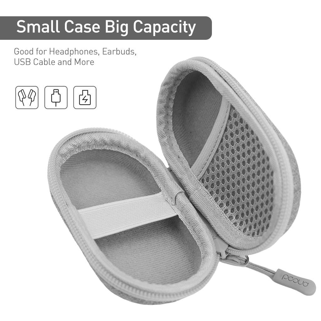 ZIBUYU Earbud Travel Case for Earphones and Cables with Elastic Belt and Mesh Bag | Soft EVA Storage Pouch