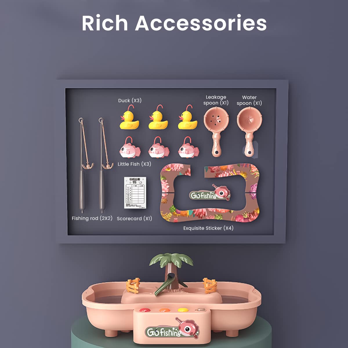 PATPAT Fish Toys for Kids featuring Electric Fishing Pond Set with 2 Rods and 3 Ducks | Musical Bath Toy for Ages 3 to 8