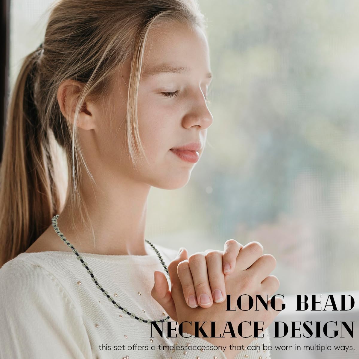 Zibuyu Glass Healing Beads Necklace Set for Meditation and Style | 10Pcs White Black Clear Beads